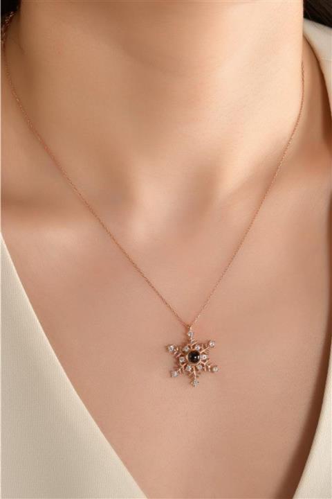 Mai Silver Kadın 925 Ayar Yüz Dilde Seni Seviyorum Kar Tanesi Kolye