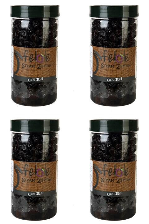 FELOLE 4 Adet Kuru Sele Siyah Zeytin Minimum Tuz Oranı Net 3600 g