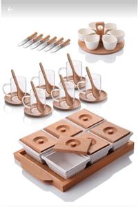 Işıltı My Home 44 Parça Lux Ahşap Kahvaltı Takımı Set