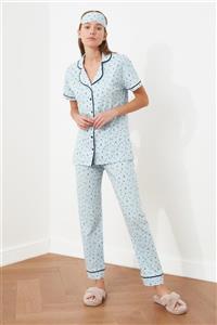 TRENDYOLMİLLA Mavi Baskılı Örme Pijama Takımı THMSS21PT1233