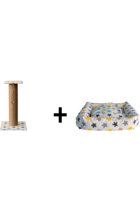 Hesaplı Pet Kedi Tırmalama Tahtası  + Kedi Yatağı Evi