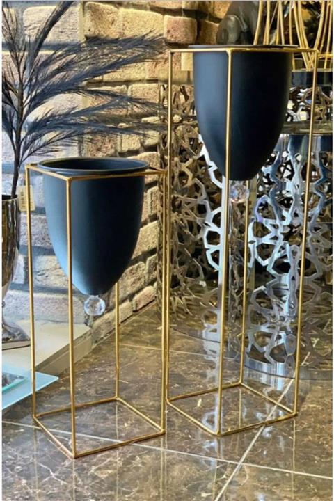 YZB HOME 2'li Metal Ayaklı Saksı Yzb-298a