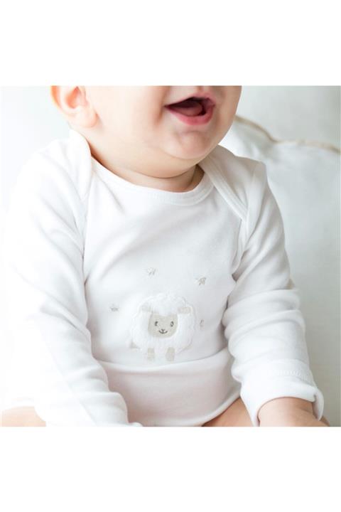 Chakra Lamb Uzun Kollu 3lü Body Set Beyaz