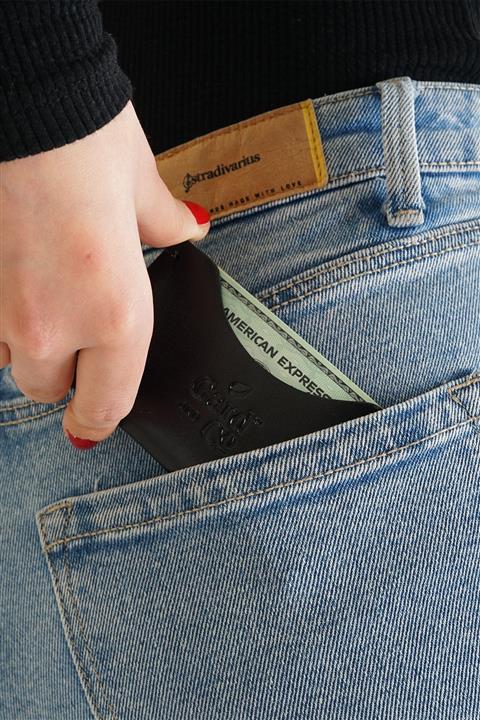 Gard and Co Unisex Siyah Hakiki Deri Ince Kartlık