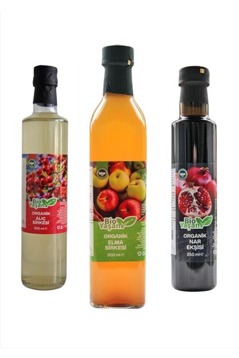 ekobioyasam Organik Elma Sirkesi 500 ml Alıç Sirkesi 500 ml Nar Ekşisi  250 ml