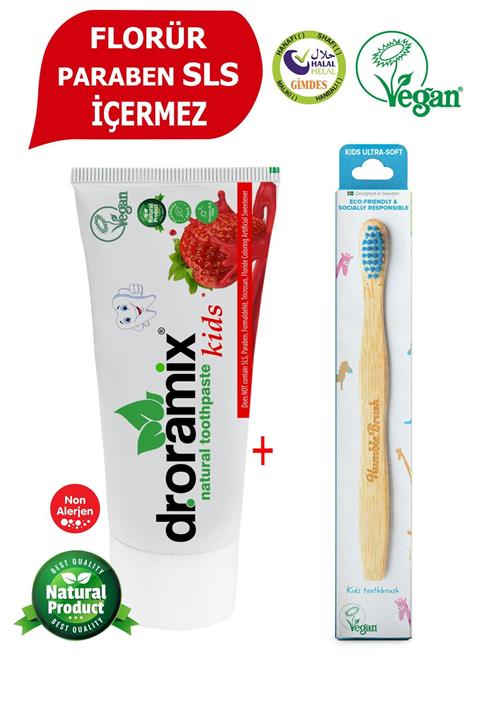 Dr. Oramix Kids Florürsüz Diş Macunu + Humble Brush Diş Fırçası M