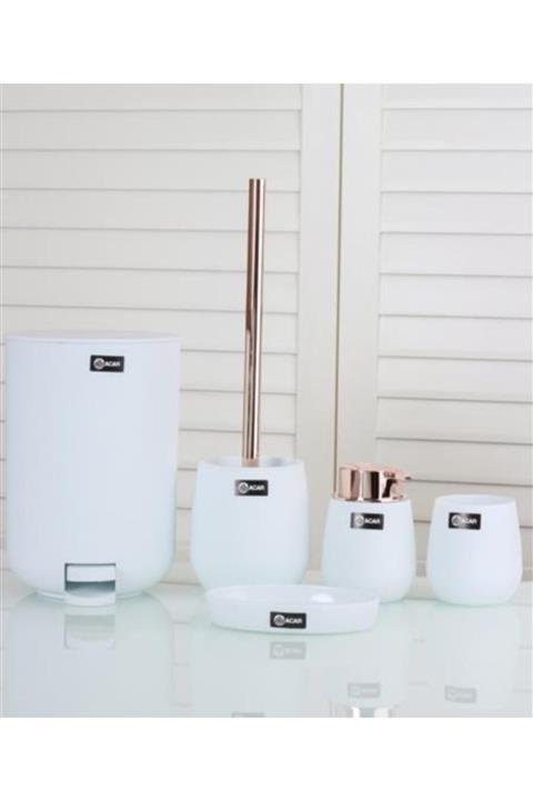 ACAR Acr Lumea 5'li Oval Akrilik Banyo Seti Beyaz