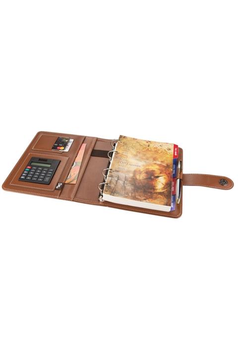 2K Diplomat Suni Deri 4 Halkalı Organizer 15x21 Kareli Defterli