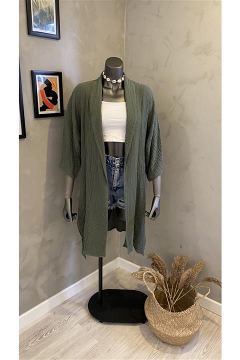 MERVE ŞENTÜRK ATELİER Kadın Haki Müslin Kimono