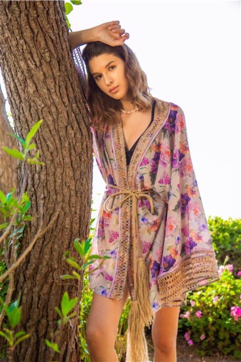 LamperosAtelier Ella Çiçekli Kısa Kaftan