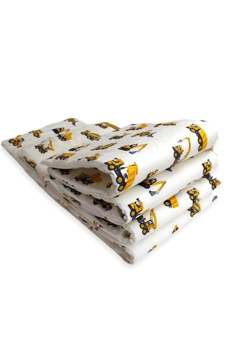 Bebek Özel 120x200 Montessori (4 Parça) Sarı Iş Makinası Desenli Bebek Çocuk Beşik Kenar Koruma