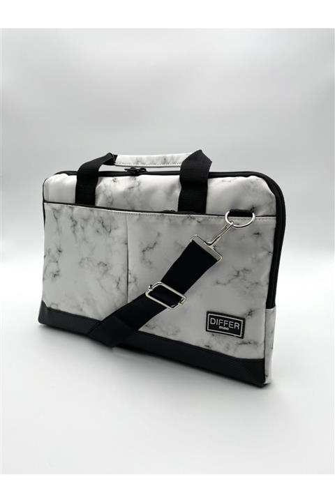 Differ Studio 13.3'' & 14'' Inç Mermer Desenli Beyaz Laptop/macbook/notebook/bilgisayar/evrak Çanta