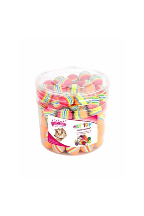 HİLALSHOP Pawise Kedi Oy. Renkli Sünger Top 90 Adet Kutulu