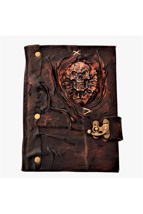 Leathertica Deri Anı Defteri Model Kurukafa Desenli-1 340 S.