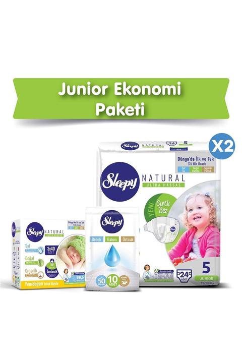 Sleepy Natural Bebek Bezi 5 Numara Junior Ekonomi Paketi