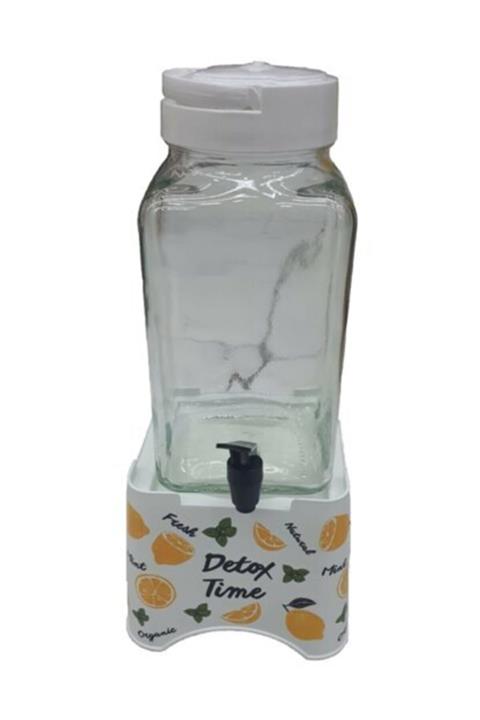 Herevin 3 Lt Limon Desen Standlı Kare Cam Sebil