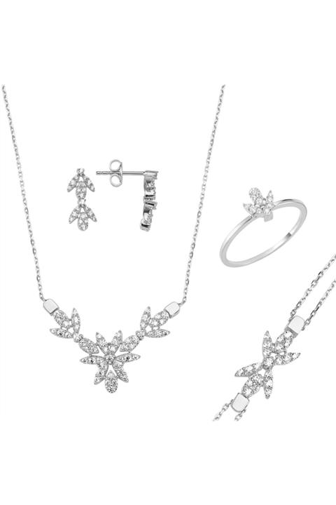 ALTINKÖŞE Beyaz Altın Nişan Seti Takımı 14 Ayar