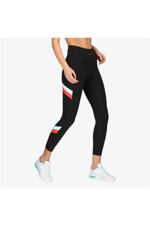 Nike One Colour-blok Stripe 7/8 Kadın Siyah Tayt