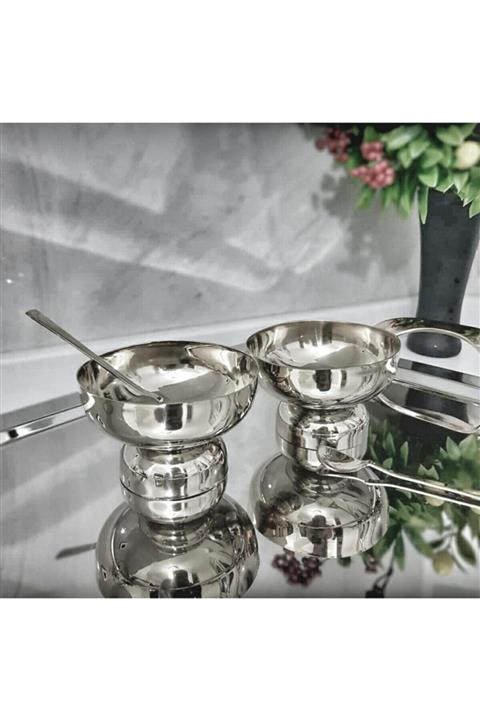 EVİMSAN 2'li Gümüş Lokumluk,çerezlik,dondurmalık,şekerlik,dondurma Kasesi