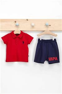 U.S. Polo Assn. Erkek Bebek Kırmızı Dik Yaka T-shirt Takım