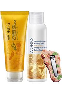 AVON Ananas Ve Çay Ağacı Özlü Scrub Portakal Tarçın Kokulu Ayak Banyosu Ve Törpülü Tırnak Makası