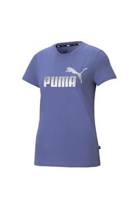 Puma ESS+ METALLIC LOGO TEE Mavi Kadın T-Shirt 101085406