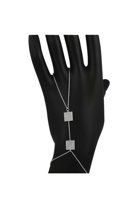 Kutaydan Gümüş Kare Zirkon Taşlı Şahmeran