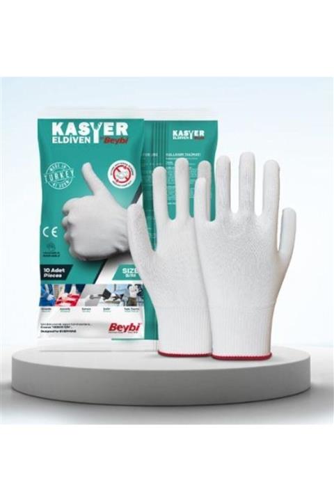 Beybi Kasyer Yıkanabilir Eldiven Beyaz Renk - Terleme Yapmaz - Gıda Temasına Uygun - 5 Çift