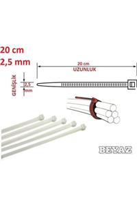 Pemsan (100 ADET) 20cm X 2,5mm Plastik Cırt Kelepçe ( Kablo Bağı ) Saydam-beyaz