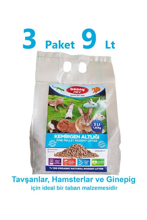 Bonny Nice Çam Pelet Kemirgen Altlığı 1.8 Kg 3 Lt X 3 Paket 9 Lt