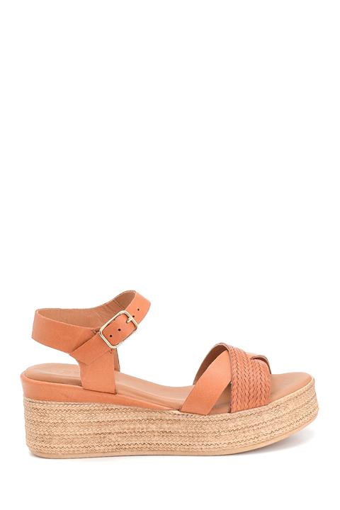 Derimod Kadın Dolgu Topuk Deri Sandalet