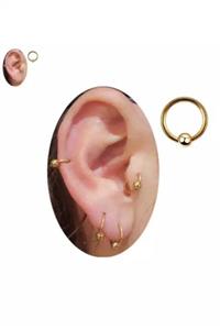 Jaida Moda Unisex Gold Cerrahi Çelik Top Uçlu Tragus Helix Halka Piercing