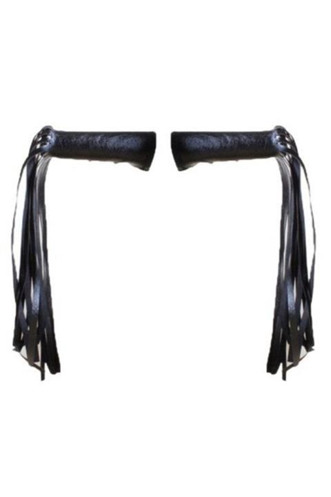 AnkaShop Cooper Cruiser Motosiklet Elcik Kılıfı Deri Püsküllü Motor Gidon Püskül 2 Adet