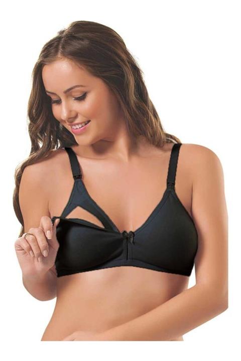 bubebek Organik Pamuklu Siyah Emzirme Sütyeni