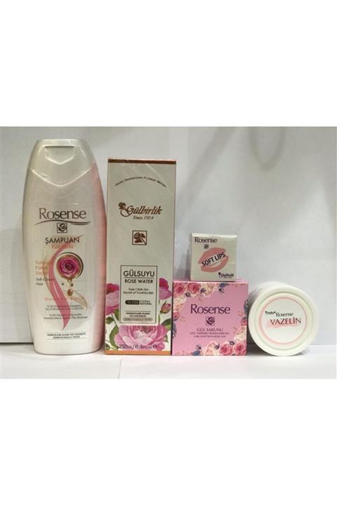 Rosense (gülbirlik) Gülsuyu + Şampuan +dudak Balmı + Vazelin + Gül Yapraklı Sabun Seti