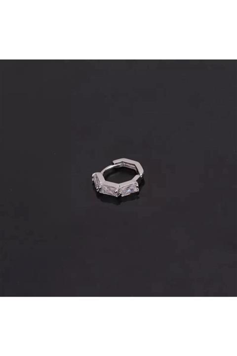 Jaida Moda 316l Cerrahi Çelik Gri Kalın Zirkon Taşlı Halka 8mm Kıkırdak, Tragus, Helix Piercing