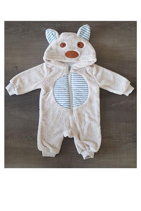 La'mina Baby Erkek Bebek Bej Fermuarlı Tulum