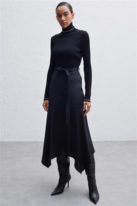 Perspective Normal Kalıp Yüksek Bel Siyah Etek