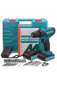 BAUER Power Tools 32 Volt 5.0 Amper Çift Akülü 27 Parça Uç Setli Şarjlı Vidalama Matkap