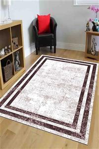 SUNTEKS HOME Dijital Baskı Kaymaz Taban Kahve Çerçeve Eskitme Yolluk Halı