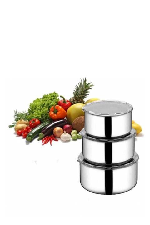 Arsel Karmen 3'lü Paslanmaz Çelik Saklama Kabı