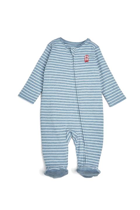 Mamas Papas Bebek Mavi Çizgili Fermuarlı Patikli Tulum