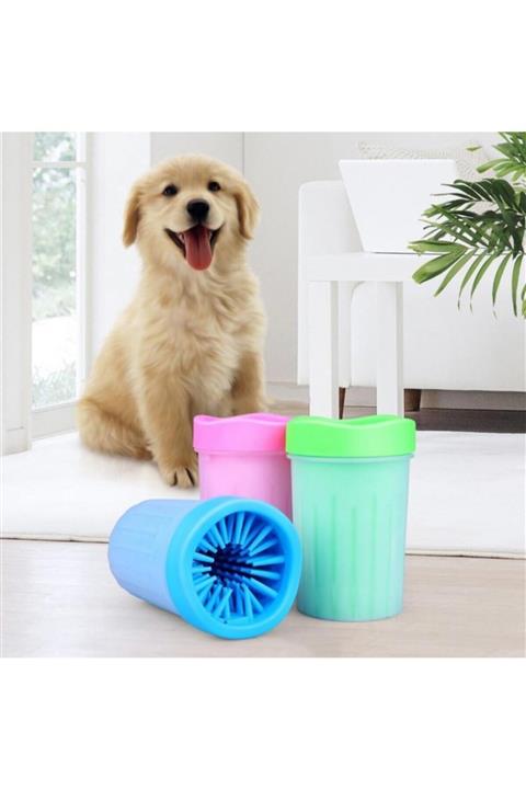 FunyaG Silikon Jel Fırçalı Kedi Köpek Pati Ayak Temizleme Kovası Büyük