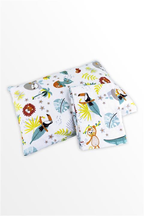 Ponçikya Organik Pamuk Müslin Terletmez Yastık Seti - Maymunlar