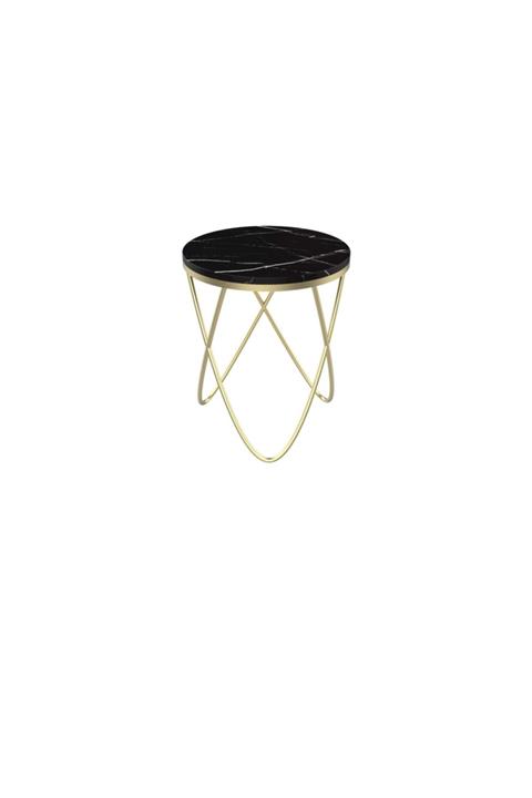 MAKSA Ilaria Alexandrette Black Satine Pirinç Yan Sehpa