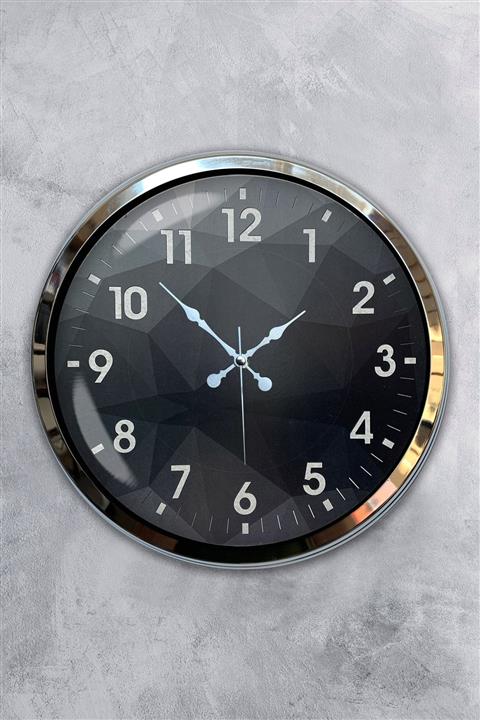 Platin Saat 40 Cm Krom Metal Modern Tasarım Duvar Saati