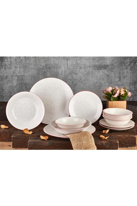 First Class Fc 24 Parça 6 Kişilik Porselen Yemek Takımı Mürdüm Desenli