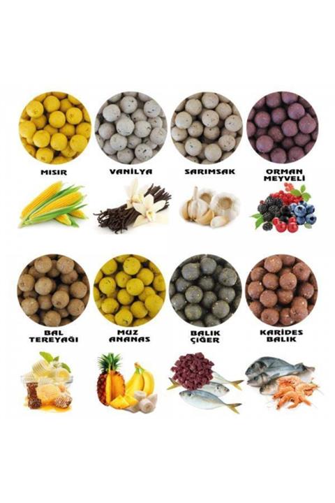 EFFE Boili Sazan Avı Balık Yemi 500g Aromalı Boilie Top Yem,bal Tereyağ