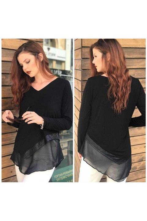 XTREND Eteği Tüllü Derili Örme Bady