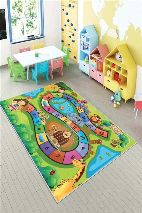 NeluxHome Makinede Yıkanabilir Kaymaz Taban Oyun Eğitici Çocuk Halısı Kd072